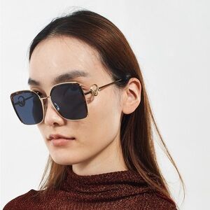 Fendi Tortoise Metal Acetate F, Women's Square Sunglasses